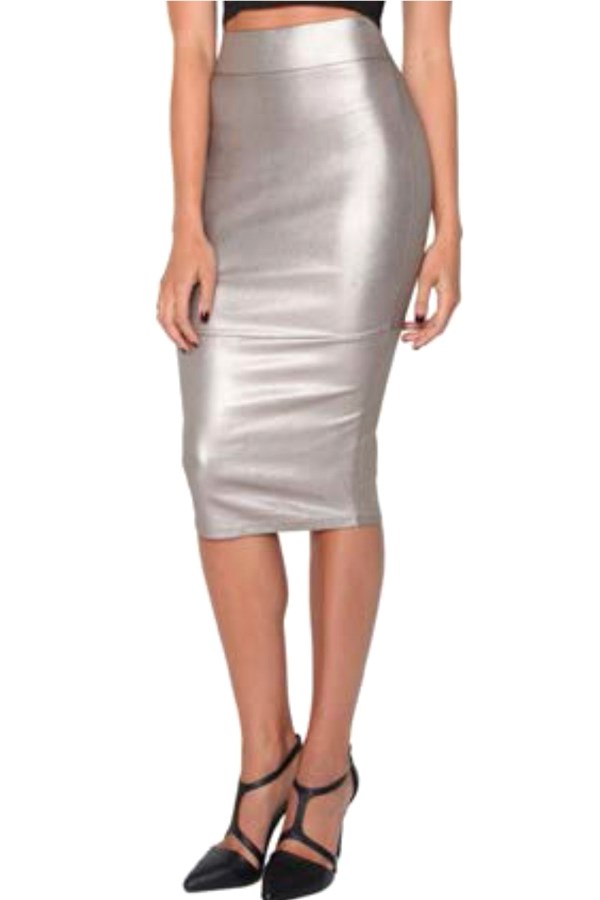 metallic bodycon skirt