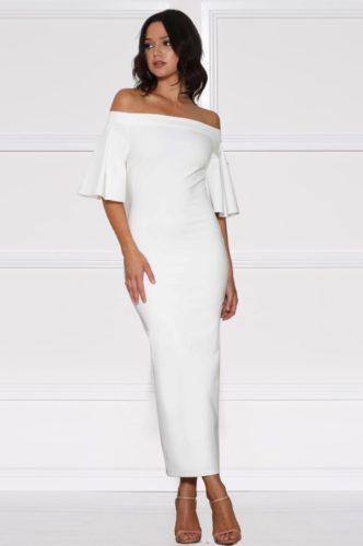 V Neck Fit and Flare Mini White – Haute on High