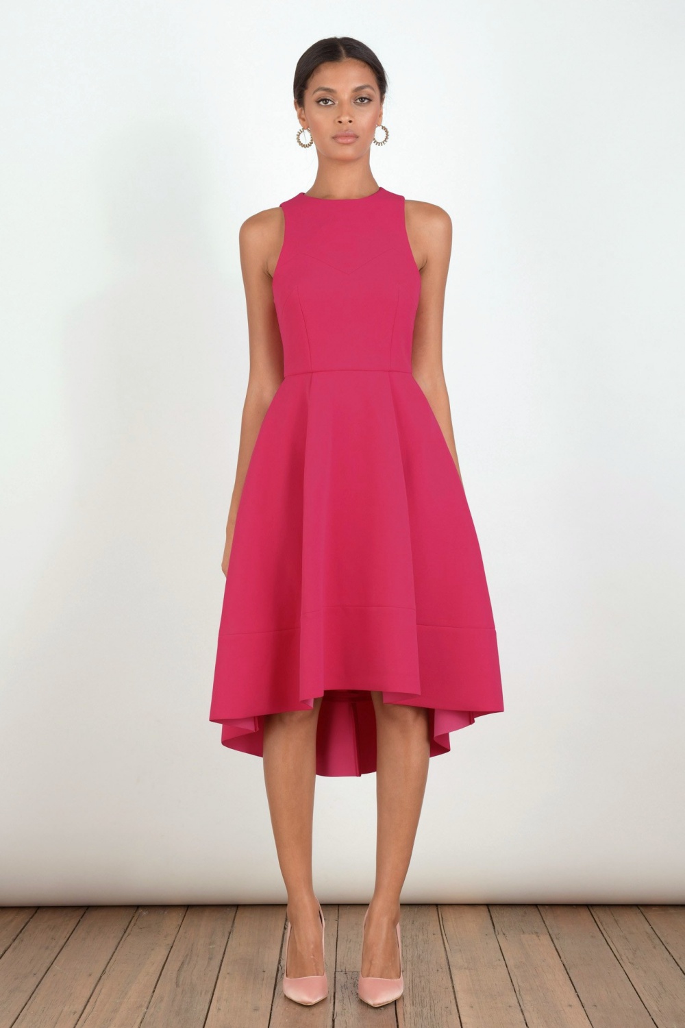 Fit and Flare Double Crepe Dress Hot Pink – Haute on High